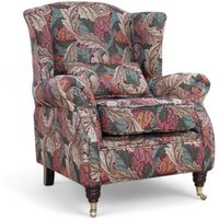 Wing Chair Fireside High Back Armchair William Morris Tapestry Acanthus Wine