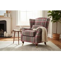 Wing Chair Fireside High Back Armchair Balmoral Fuchsia Pink Check Fabric P&S