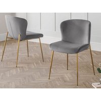 Julian Bowen Harper Set of 2 Grey Velvet Dining Chairs