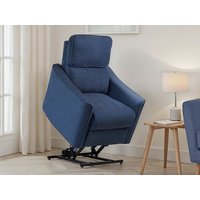 PICK4U Balmoral Dual Motor Blue Fabric Riser Recliner Chair - With Heat and Massage