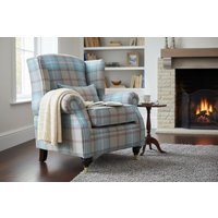 Wing Chair Fireside High Back Armchair Balmoral Ocean Check Fabric P&S