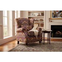 Wing Chair Fireside High Back Armchair William Morris Tapestry Fabric Strawberry Thief Wine