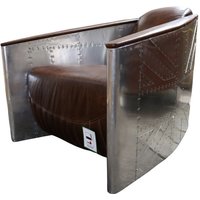 Aviator Tomcat Union Jack Aluminium Vintage Tobacco Brown Distressed Real Leather Armchair