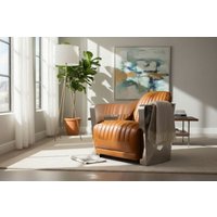 Man Cave Aviator Luxury Vintage Retro Tan Distressed Real Leather Armchair