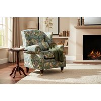 Wing Chair Fireside High Back Armchair William Morris Tapestry Fabric Strawberry Thief Green