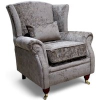 Wing Chair Fireside High Back Armchair Nuovo Chestnut Brown Fabric