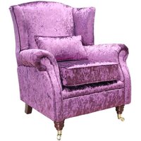 Wing Chair Fireside High Back Armchair Shimmer Amethyst Purple Velvet