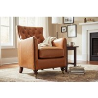 Ancient Mariner Buttoned Back Vintage High Back Distressed Tan Leather Armchair