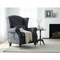 Wing Chair Fireside High Back Armchair Zebra Black