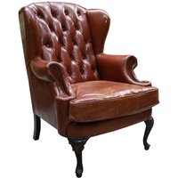 Adler Vintage Tan Leather Wing Chair
