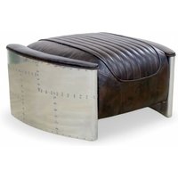 Aviator Vintage Distressed Tobacco Brown Leather Footstool Pouffe Man Cave