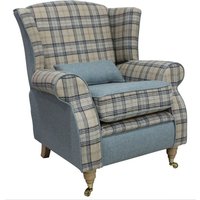 Arnold Wool Tweed Wing Chair Fireside High Back Armchair Plaid Bamburgh And Earth Eau De Nil