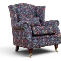 Wing Chair Fireside High Back Armchair Floribunda Gardens Blackcurrant