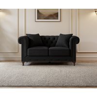 Westminster Chesterfield Black Linen 2 Seater Sofa