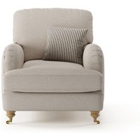 Chilworth Natural Fabric Armchair with Navy Cushion