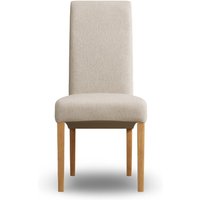 Scroll Back Natural Set of 2 Fabric Dining Chairs