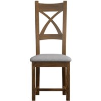 Rustic Solid Oak Light Grey Set of 2 Fabric Dining Chairs