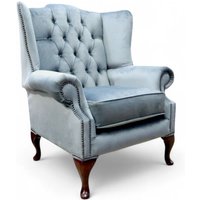 Chesterfield Bloomsbury Flat Wing Queen Anne Chair Malta Slate Grey Fabric