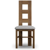 Rustic Solid Oak Light Grey Set of 2 Fabric Dining Chairs
