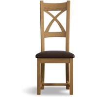 Natural Solid Oak Brown Set of 2 Fabric Dining Chairs