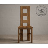 Rustic Solid Oak Rustic Oak Set of 2 Oak Dining Chairs