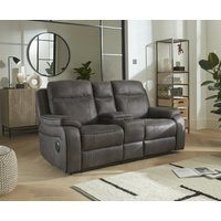 Hanson Graphite Fabric 2 Seater Recliner Sofa with Media Console
