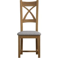 Natural Solid Oak Light Grey Set of 2 Fabric Dining Chairs